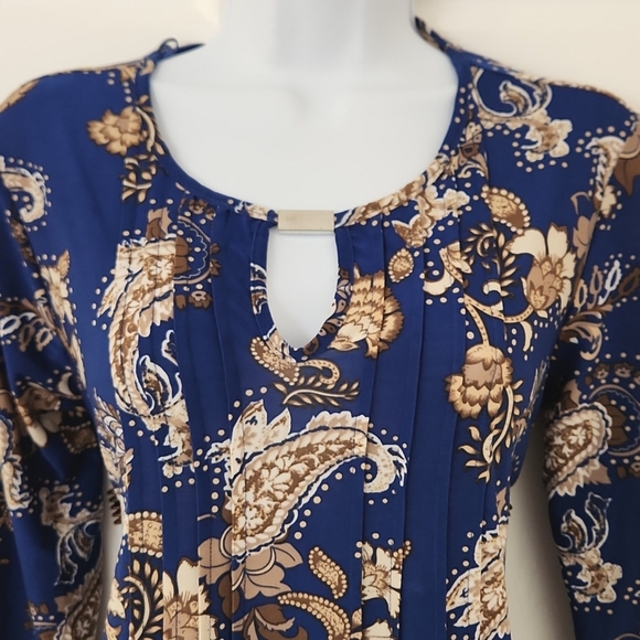 Dressy Boho Keyhole Bodice Flowy Spring Blouse #038 - Picture 2 of 4